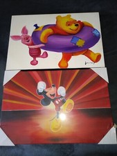 Set di Due quadri dipinti a mano,olio su tela 40x60, Winnie the Pooh,Topolino