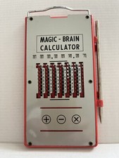 Calcolatrice tascabile vintage anni 60 Magic Brain plastica/metallo con stilo