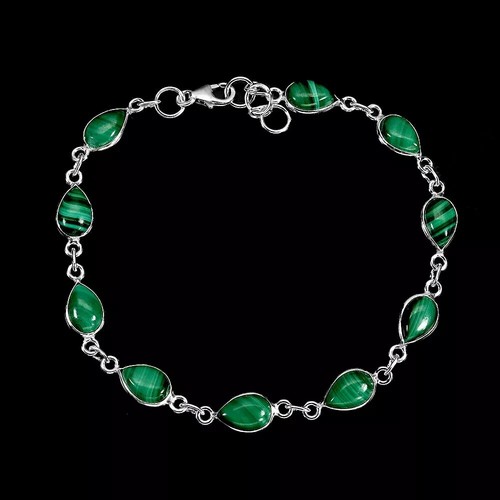 Bracciale argento malachite - argento,