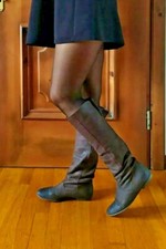 Stivali polpaccio 37 Peter Pan vera pelle nabuk testa di moro marrone infilare