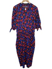 Maxi abito donna Akris vintage lagenlook fantasia floreale taglia US 14