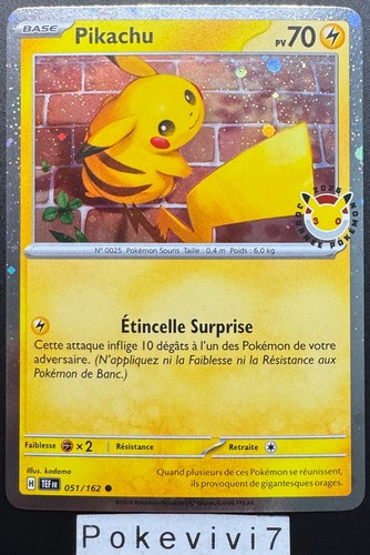 Carte pokemon pikachu 051 - pikachu, 051/162