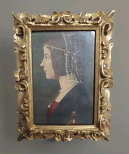 Antica Cornice In Legno Scolpito A Mano In Foglia Oro Zecchino 