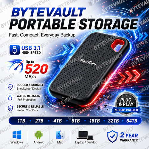 Bytevault 1tb 64tb - bytevault, disco