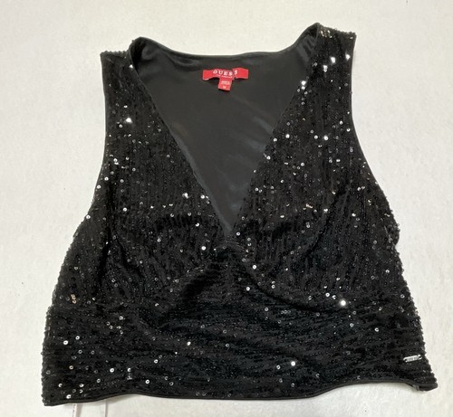 Crop top nero con paillettes - , e