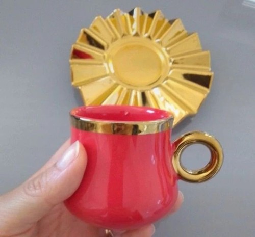 Tazzina caffè rosso oro - caffè, rosso/oro