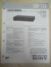 Manuale di servizio/riparazione Sony~Lettore CDP-770~Originale