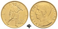 REGNO D'ITALIA 50 lire 1933 Littore RARO ORO Vittorio Emanuele III