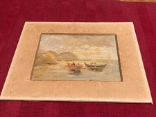 RARO ANTICO DIPINTO AD OLIO: "Barchi alla pesca piccola" - Napoli - 1919 -Speciale