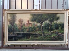 Quadro - Dipinto - Olio - Paesaggio Con Castello