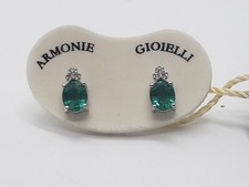 ARMONIE GIOIELLI ORECCHINI IN ORO BIANCO 18KT CON SMERALDO E DIAMANTI (0444)