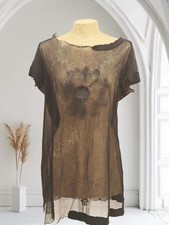 Abito mini camicia RUNDHOLZ DIP Black Label gotico nero maglia trasparente accento floreale 