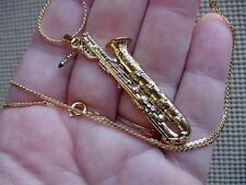 (M-200-E) SASSOFONO BARITONO sax COLLANA placca oro 24k CIONDOLO GIOIELLI SELMER