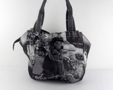 Borsa leggera chiusura magnetica borsa casual stampa in bianco nero cani animali