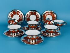 Hutschenreuther Hohenberg Servizio Caffè 7 Tazzine Porcellana E Argento XX Sec.