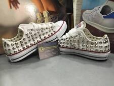 Converse All Star bianche personalizzate con borchie Argento teschi skulls Clean