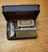 Rasoio di sicurezza vintage GEM SE lama a bordo singolo con lame, la loro scatola e custodia