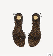 Sandali gladiatore YSL Yves Saint Laurent 2025 BABYLONE neri stampa leopardata