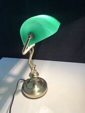 lampada da tavolo ministeriale piccola alta 25 cm vetro verde Opalino e ottone