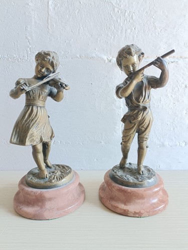 Coppia statue musicisti bronzo - coppia,