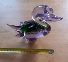 CIGNO IN VETRO ARTISTICO DI MURANO VINTAGE RARO COLORE VIOLA / LILLA PERFETTO