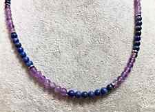 Collana Girocollo Uomo Pietra Naturale Ametista viola glicine Lapislazzuli 4mm