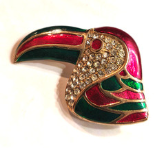 spilla vintage americana anni 60 a forma di tucano con smalti   - vtg  brooch