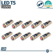 10 Lampadine LED T5 ROSSE Cambio Luci Cruscotto Colore Quadro Strumenti Auto