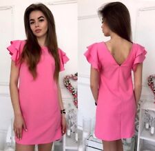 Vestito S 42 Donna Barbie Gale Rosa Fucsia Mini Abito Scollo V Top T Shirt Mare