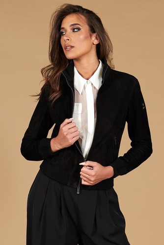 Bomber pelle scamosciata nera - scamosciata,