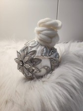 n°3 Bellissime palline di Natale artigianali diametro cm 10 rivestite lana tess