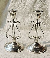 Coppia di candelabri georgiani vecchi a forma di lira Sheffield c1790 candelabri neoclassici