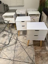 Comodini Eleganti Bianchi e Oro - Design Raffinato, Funzionali (Set di 2)