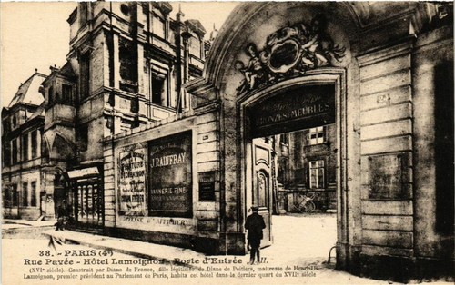 Cpa paris rue pavée hotel - rue, pavée-hotel