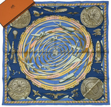 Sciarpa Hermes INUTILIZZATA Carre 70 COTONE "REVES D'ESPACE' RARA Francia Foulard