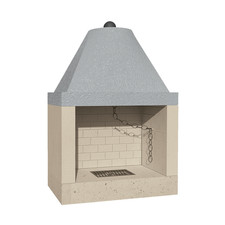 Camino a Legna Prefabbricato Focolare Aperto Refrattario QR90REF Parete Calore