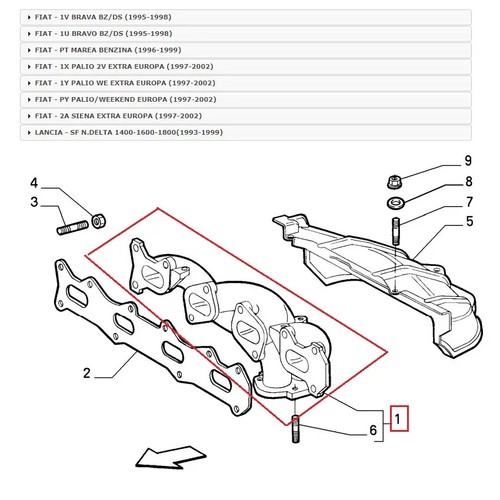 Collettore scarico fiat - scarico,