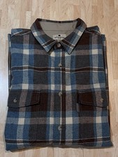 Woolrich uomo vintage lana a quadri. Plaid marrone acqua. 2XL.