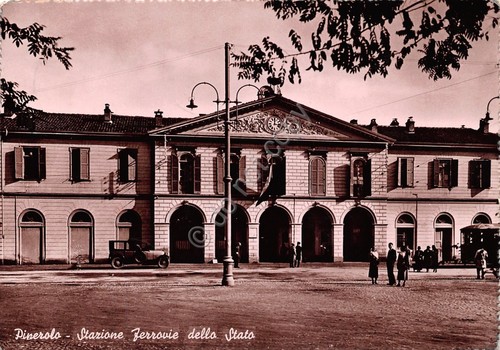 Cartolina pinerolo stazione - pinerolo,