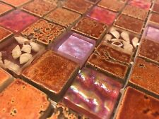 MOSAICO su rete in TRAVERTINO smaltato, RESINA, CONCHIGLIE, VETRO