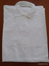 Antica Camicia da notte baule della nonna ricamata bianca cotone manica lunga 