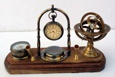Orologio nautico in ottone antico, portapenne, bussola, oggetto da tavolo...
