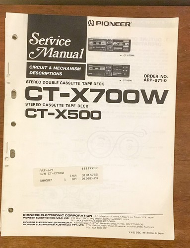 Pioneer x500 x700w - ct-x500, cassette