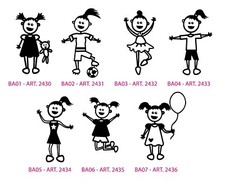 ADESIVI FAMILY Bimba PERSONALIZZABILI PER AUTO, MOTO, CAMPER, PORTE, QUADERNI...