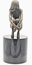 FIGURINA BRONZO STATUA SCULTURA donna nuda EROTICA NUDE WOMAN BASE MARMO JMA319