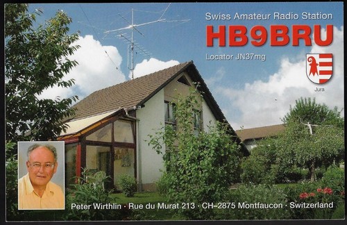 Qsl radio card hb9bru - qsl, "hb9bru