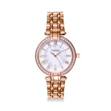 Orologio da donna quadrante bianco madreperla con indici di strass bianchi