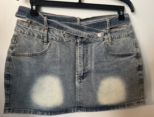 Minigonna blu denim con - minigonna,