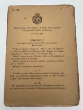 Regio Decreto stabilisce il