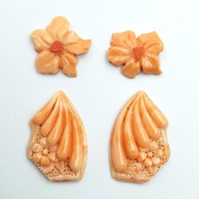 ANTICHI ORECCHINI DI CORALLO ARANCIONE INTAGLIO DEL CORALLO CAMEO VINTAGE 